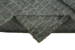 Purpleocco Grey Geometric Wool Cotton Handmade Rug 10'9'' x 13'9''