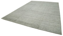 Purpleocco Grey Geometric Wool Cotton Handmade Rug 9'10'' x 13'10''