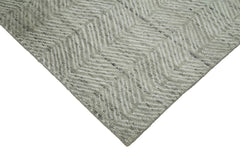 Purpleocco Grey Geometric Wool Cotton Handmade Rug 9'10'' x 13'10''
