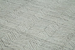 Purpleocco Grey Geometric Wool Cotton Handmade Rug 9'10'' x 13'10''