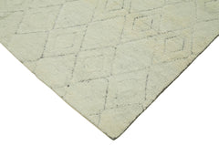 Purpleocco Beige Geometric Wool Cotton Handmade Rug 8'9'' x 11'3''