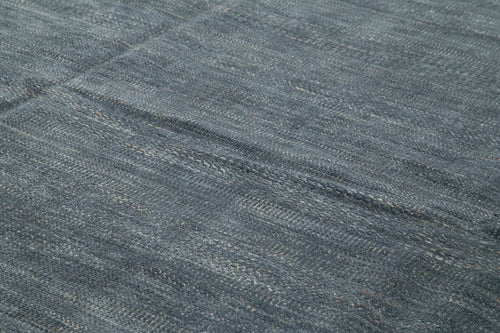 Purpleocco Blue Geometric Wool Cotton Handmade Rug 12'0'' x 15'2''