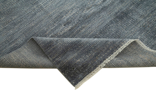 Purpleocco Blue Geometric Wool Cotton Handmade Rug 12'0'' x 15'2''