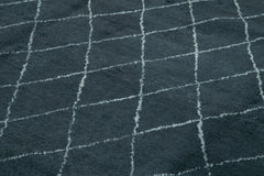 Purpleocco Blue Geometric Wool Cotton Handmade Rug 9'10'' x 13'10''