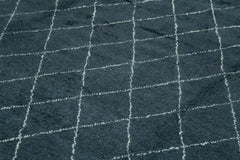 Purpleocco Blue Geometric Wool Cotton Handmade Rug 10'0'' x 14'0''