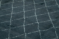 Purpleocco Blue Geometric Wool Cotton Handmade Rug 10'0'' x 14'0''