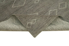Purpleocco Grey Geometric Wool Cotton Handmade Rug 8'11'' x 11'11''