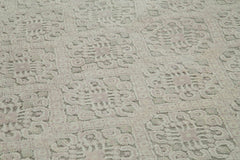 Purpleocco Grey Geometric Wool Cotton Handmade Rug 9'0'' x 12'2''