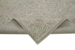 Purpleocco Grey Geometric Wool Cotton Handmade Rug 9'0'' x 12'2''