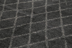 Purpleocco Black Geometric Wool Cotton Handmade Rug 9'1'' x 12'4''