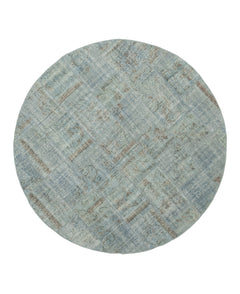 Kirk Yama Blue Patchwork Cotton Wool Handmade Area Rug 6'6'' x 6'6''
