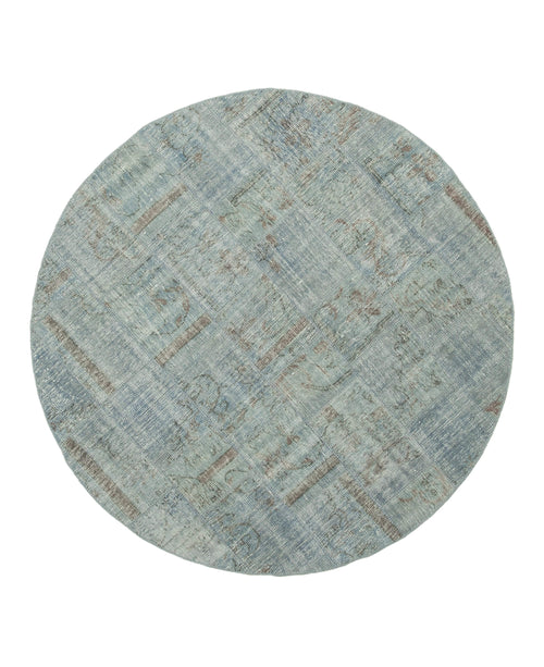 Kirk Yama Blue Patchwork Cotton Wool Handmade Area Rug 6'6'' x 6'6''