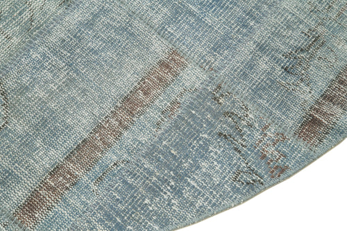 Kirk Yama Blue Patchwork Cotton Wool Handmade Area Rug 6'6'' x 6'6''