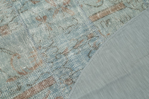 Kirk Yama Blue Patchwork Cotton Wool Handmade Area Rug 6'6'' x 6'6''