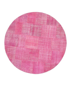 Kirk Yama Pink Patchwork Cotton Wool Handmade Area Rug 6'9'' x 6'9''
