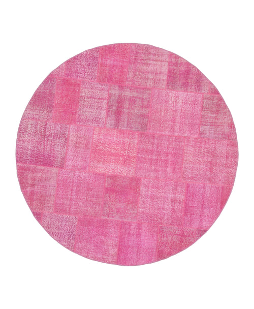 Kirk Yama Pink Patchwork Cotton Wool Handmade Area Rug 6'9'' x 6'9''