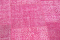 Kirk Yama Pink Patchwork Cotton Wool Handmade Area Rug 6'9'' x 6'9''