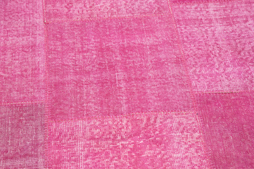 Kirk Yama Pink Patchwork Cotton Wool Handmade Area Rug 6'9'' x 6'9''