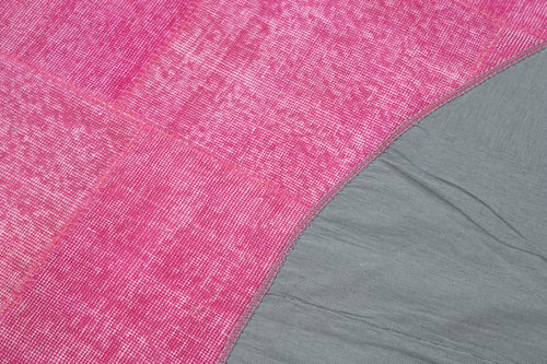 Kirk Yama Pink Patchwork Cotton Wool Handmade Area Rug 6'9'' x 6'9''