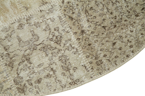 Kirk Yama Beige Patchwork Cotton Wool Handmade Area Rug 4'11'' x 4'11''