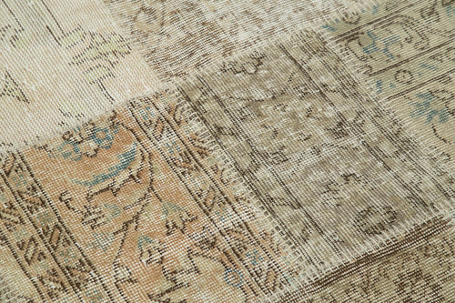 Kirk Yama Beige Patchwork Cotton Wool Handmade Area Rug 4'11'' x 4'11''