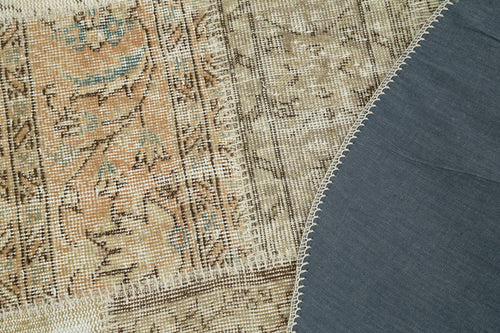 Kirk Yama Beige Patchwork Cotton Wool Handmade Area Rug 4'11'' x 4'11''