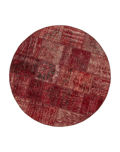 Handmade Area Rug - Kirk Yama Red Patchwork Cotton Wool 4'11''x4'11'' by Agacan