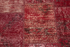 Handmade Area Rug - Kirk Yama Red Patchwork Cotton Wool 4'11''x4'11'' by Agacan