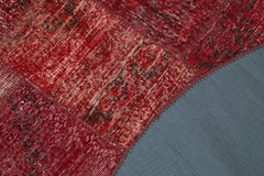 Handmade Area Rug - Kirk Yama Red Patchwork Cotton Wool 4'11''x4'11'' by Agacan