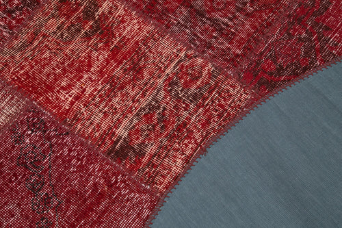 Handmade Area Rug - Kirk Yama Red Patchwork Cotton Wool 4'11''x4'11'' by Agacan