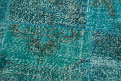 Kirk Yama Turquoise Patchwork Cotton Wool Handmade Area Rug 4'11'' x 4'11''