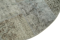 Handmade Area Rug - Kirk Yama Grey Patchwork Cotton Wool Carpet 5'11''x5'11''