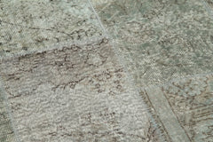 Handmade Area Rug - Kirk Yama Grey Patchwork Cotton Wool Carpet 5'11''x5'11''