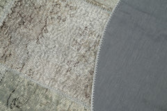 Handmade Area Rug - Kirk Yama Grey Patchwork Cotton Wool Carpet 5'11''x5'11''