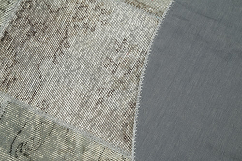 Handmade Area Rug - Kirk Yama Grey Patchwork Cotton Wool Carpet 5'11''x5'11''