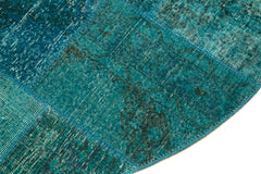 Kirk Yama Turquoise Patchwork Cotton Wool Handmade Area Rug 6'7'' x 6'7''