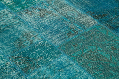 Kirk Yama Turquoise Patchwork Cotton Wool Handmade Area Rug 6'7'' x 6'7''