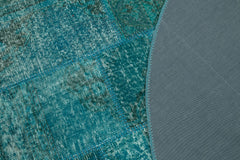 Kirk Yama Turquoise Patchwork Cotton Wool Handmade Area Rug 6'7'' x 6'7''