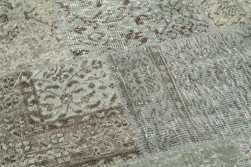 Handmade Area Rug | Kirk Yama Grey Patchwork Cotton Wool 5x5 Foot Rug