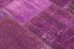 Kirk Yama Purple Patchwork Cotton Wool Handmade Area Rug 5'0'' x 5'0''