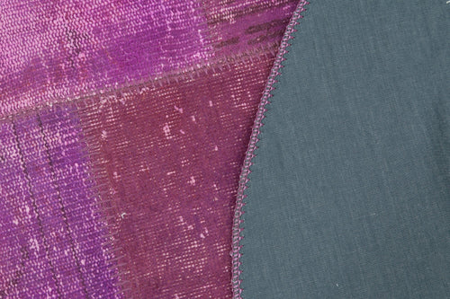 Kirk Yama Purple Patchwork Cotton Wool Handmade Area Rug 5'0'' x 5'0''