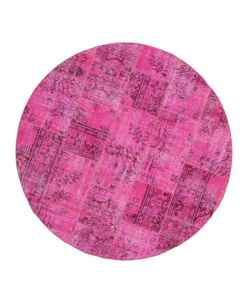 Kirk Yama Pink Patchwork Cotton Wool Handmade Area Rug 6'7'' x 6'7''