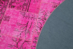 Kirk Yama Pink Patchwork Cotton Wool Handmade Area Rug 6'7'' x 6'7''