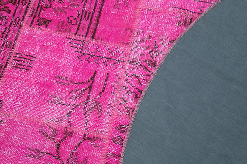 Kirk Yama Pink Patchwork Cotton Wool Handmade Area Rug 6'7'' x 6'7''