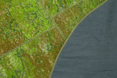 Handmade Area Rug - Green Patchwork Cotton Wool 5x5 Feet Durable Floor Covering