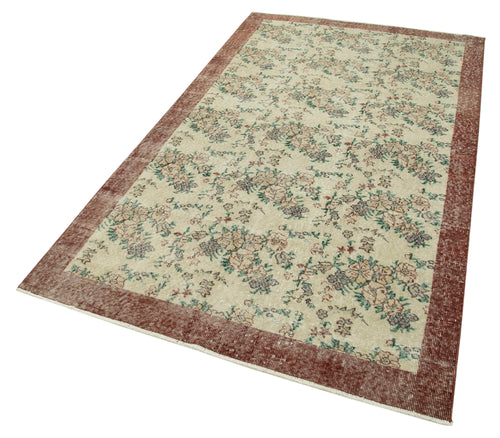 Overdyed Vintage Beige Vintage Cotton Wool Handmade Area Rug 4'5'' x 7'9''