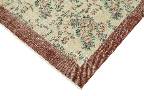 Overdyed Vintage Beige Vintage Cotton Wool Handmade Area Rug 4'5'' x 7'9''