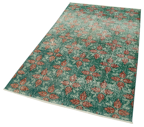 Overdyed Vintage Green Vintage Cotton Wool Handmade Area Rug 3'10'' x 6'6''