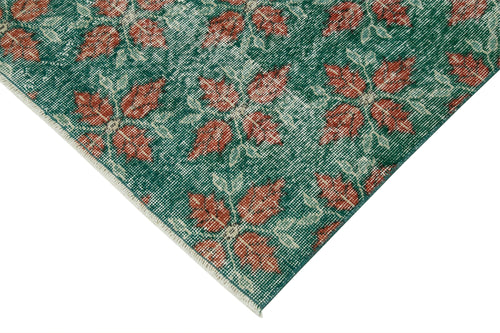Overdyed Vintage Green Vintage Cotton Wool Handmade Area Rug 3'10'' x 6'6''