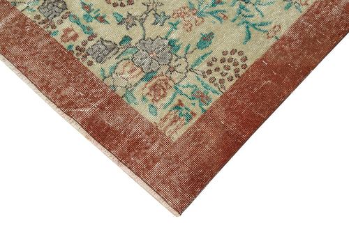 Overdyed Vintage Beige Vintage Cotton Wool Handmade Area Rug 3'10'' x 8'3''